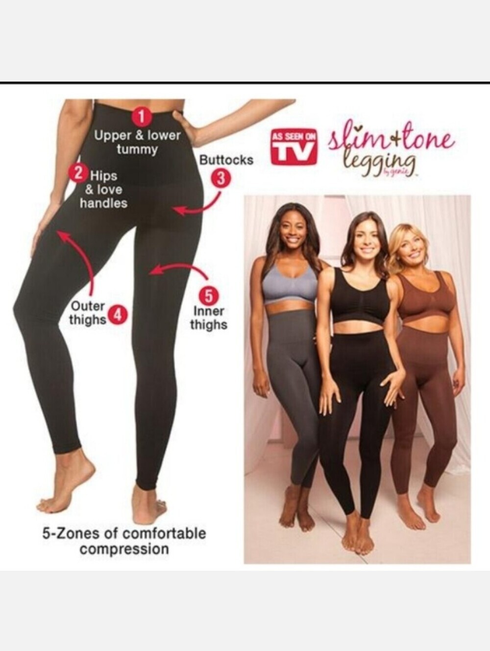 Slim + Tone Legging High-Waist Shaping Leggings in Black